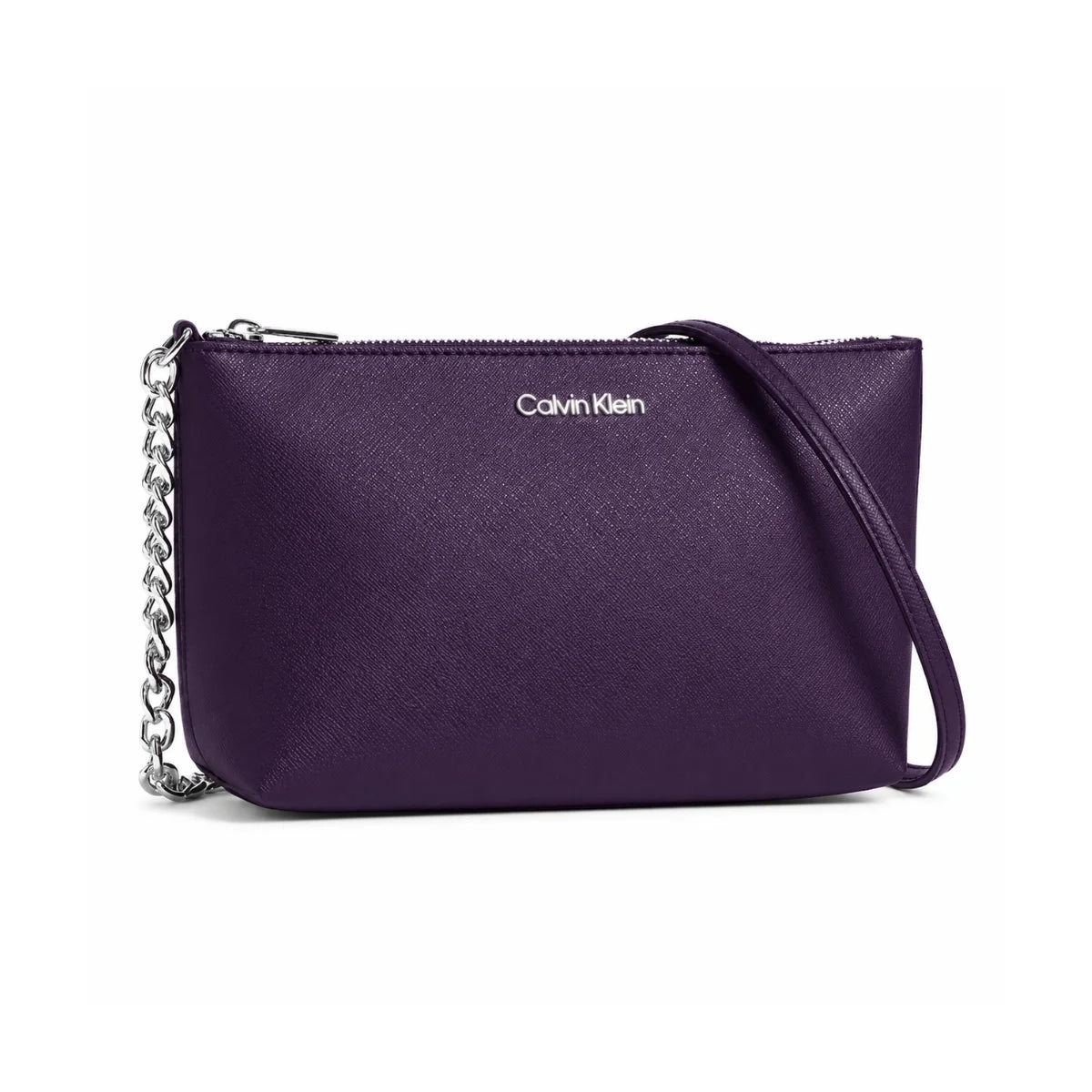 Calvin Klein Metallic Chain Accent Sling Bag Crossbody Women -PRL - Purple