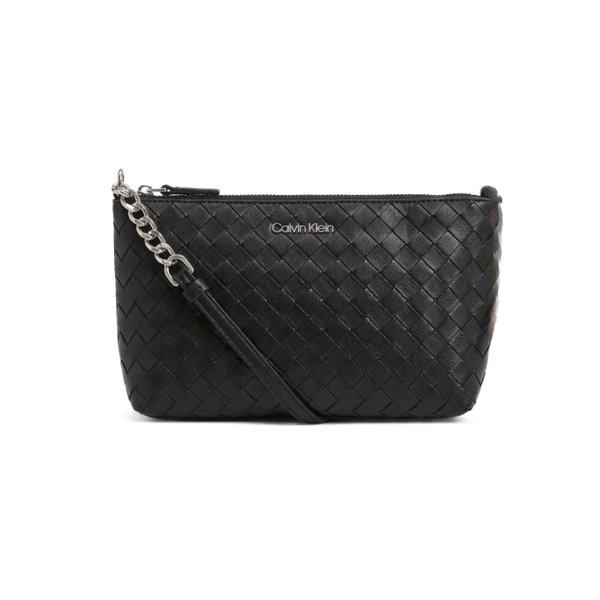 Calvin Klein Metallic Chain2 Accent Sling Bag Crossbody Women - BLK - Black