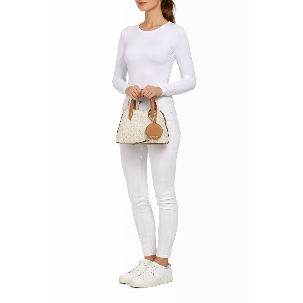 Calvin Klein Millie Triple Compartment Mini Satchel Crossbody Women - BEGTAN - Beige-Tan