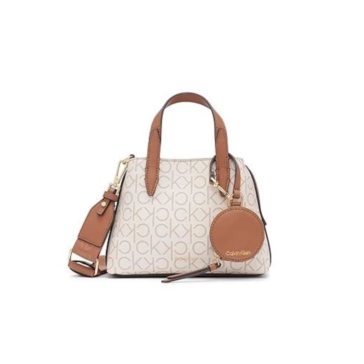 Calvin Klein Millie Triple Compartment Mini Satchel Crossbody Women - BEGTAN - Beige-Tan