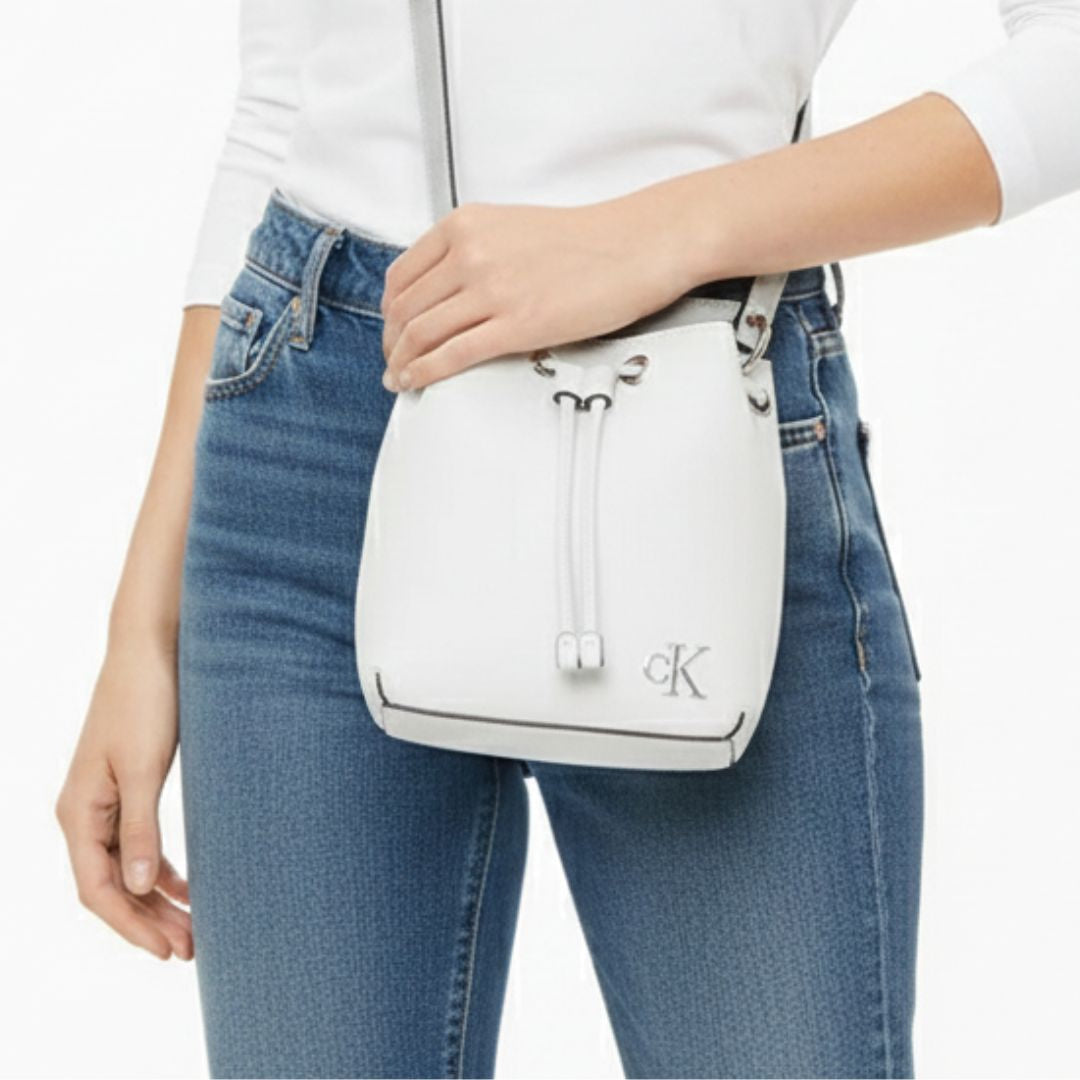 Calvin Klein Minimal Monogram Bucket Bag Women - WHT - White