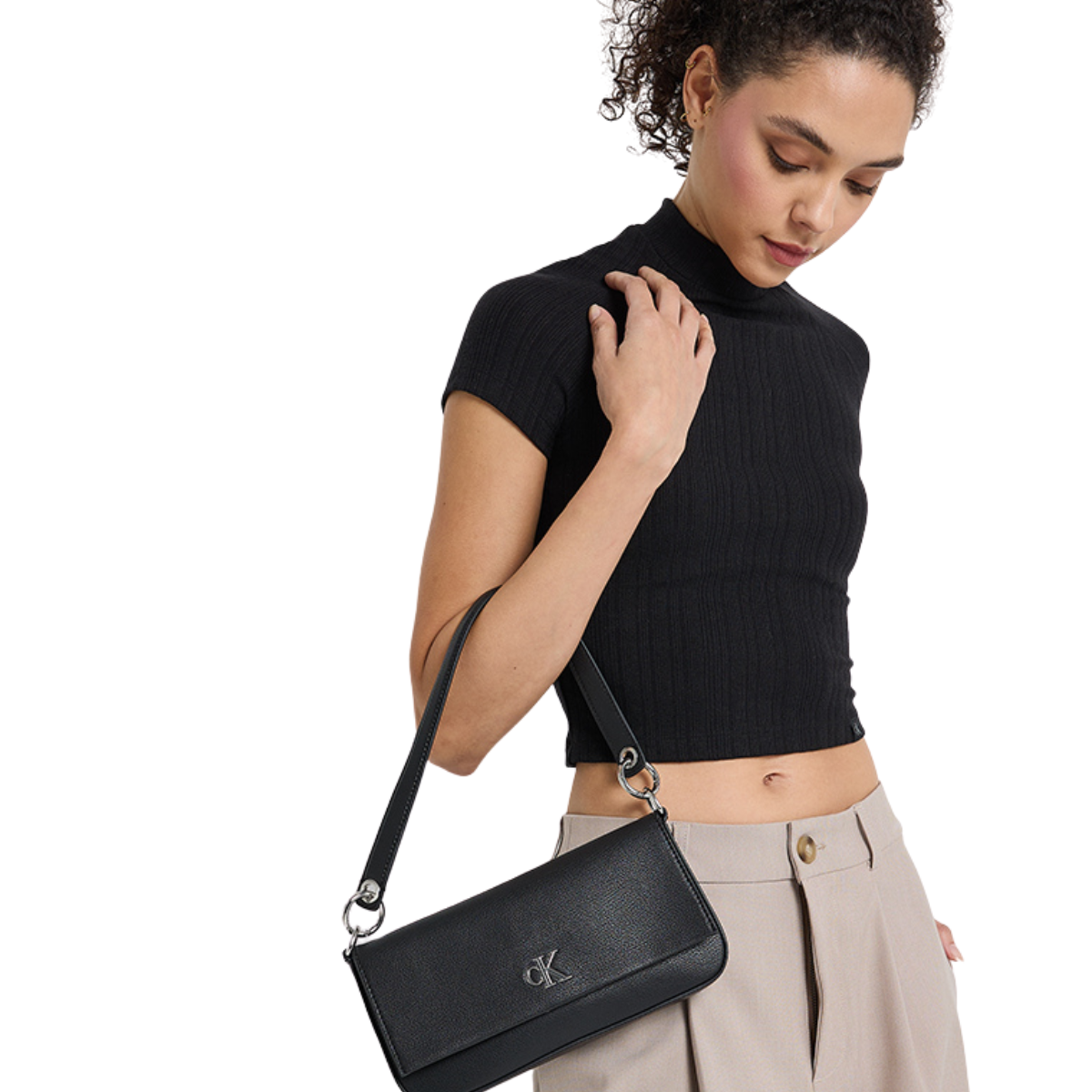 Calvin Klein Minimal Monogram Shoulder Bag Women - BLK - Black