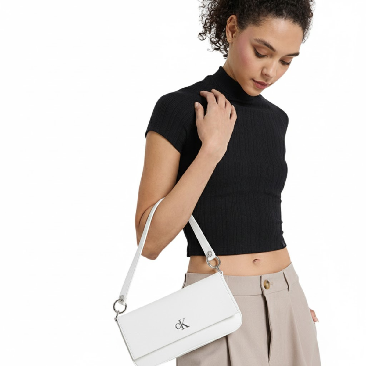 Calvin Klein Minimal Monogram Shoulder Bag Women - WHT - White