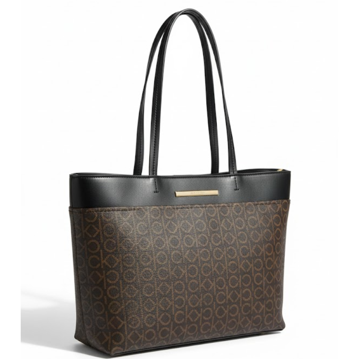 Calvin Klein Monogram Gillian Signature Satchel Handbag Women - BRN - Brown