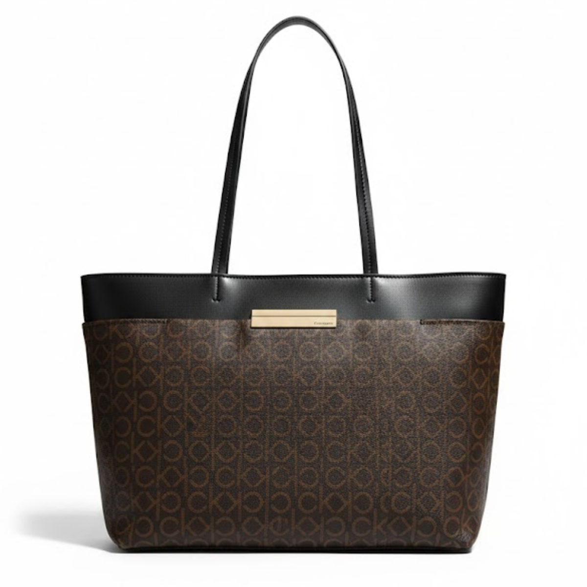 Calvin Klein Monogram Gillian Signature Satchel Handbag Women - BRN - Brown