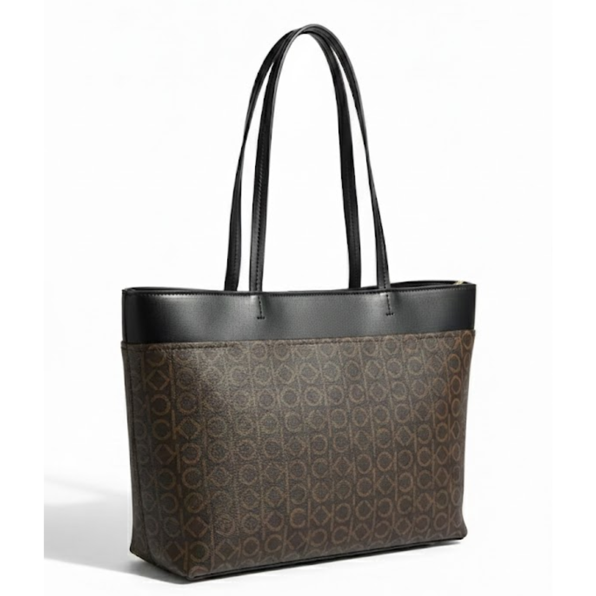 Calvin Klein Monogram Gillian Signature Satchel Handbag Women - BRN - Brown