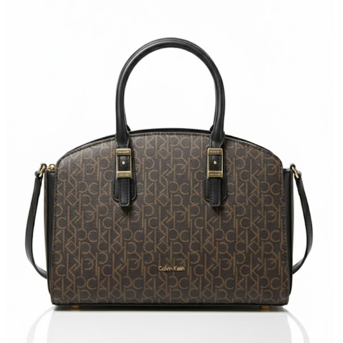 Calvin Klein Monogram Leather Shoulder Bag Women - BRN - Brown