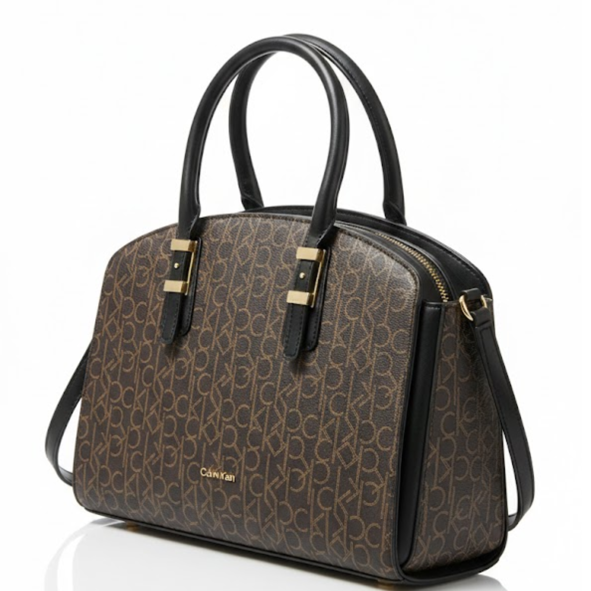 Calvin Klein Monogram Leather Shoulder Bag Women - BRN - Brown