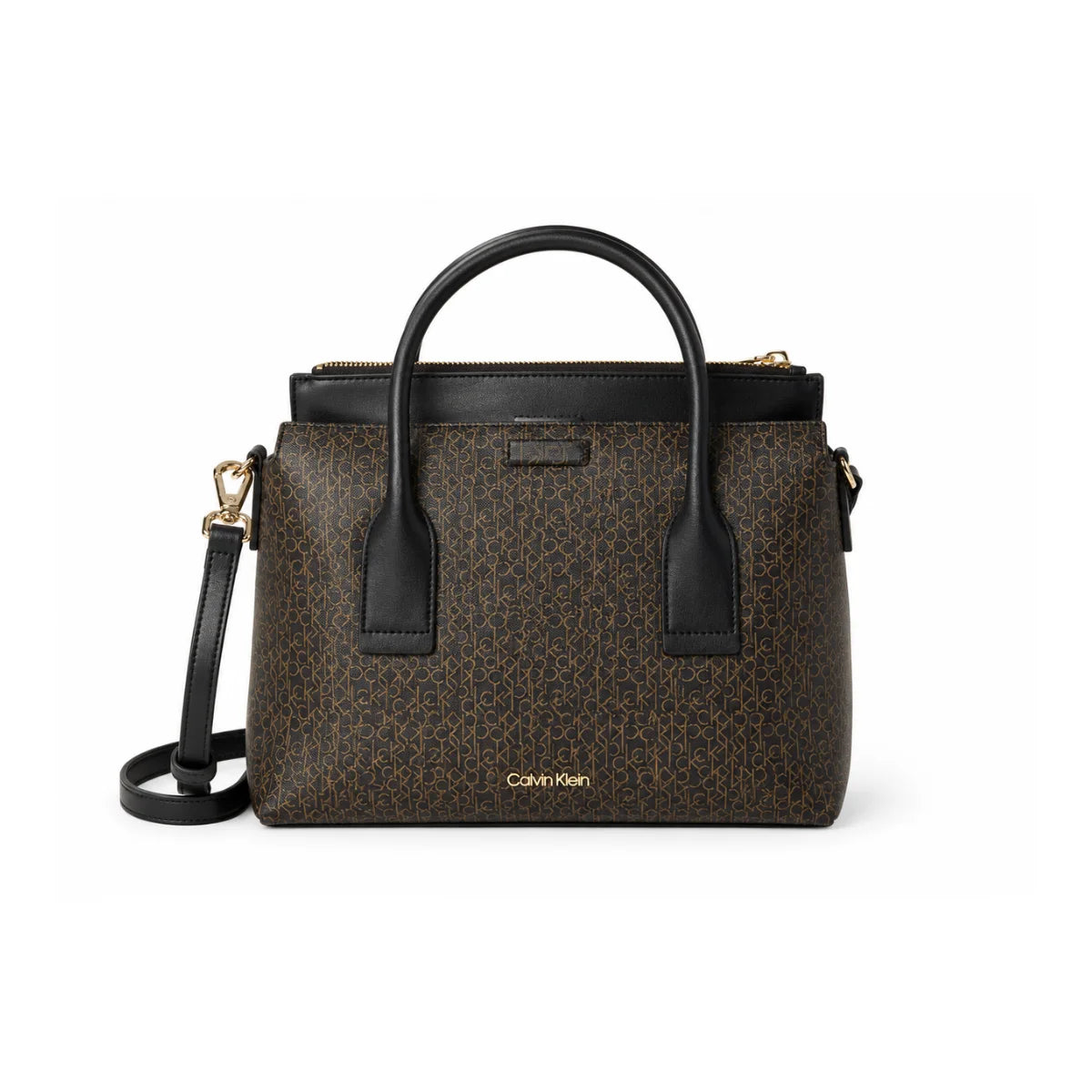 Calvin Klein Monogram Leather Shoulder Bag Women - BRN - Brown
