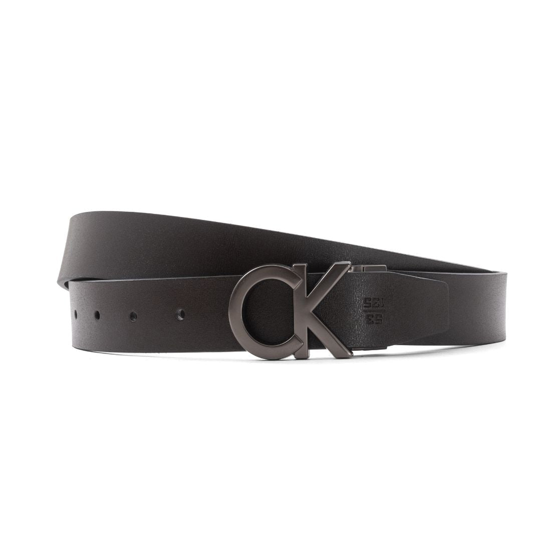 Calvin Klein Monogram Logo Reversible Leather Belt – Black/Brown - Black/ Brown / OS