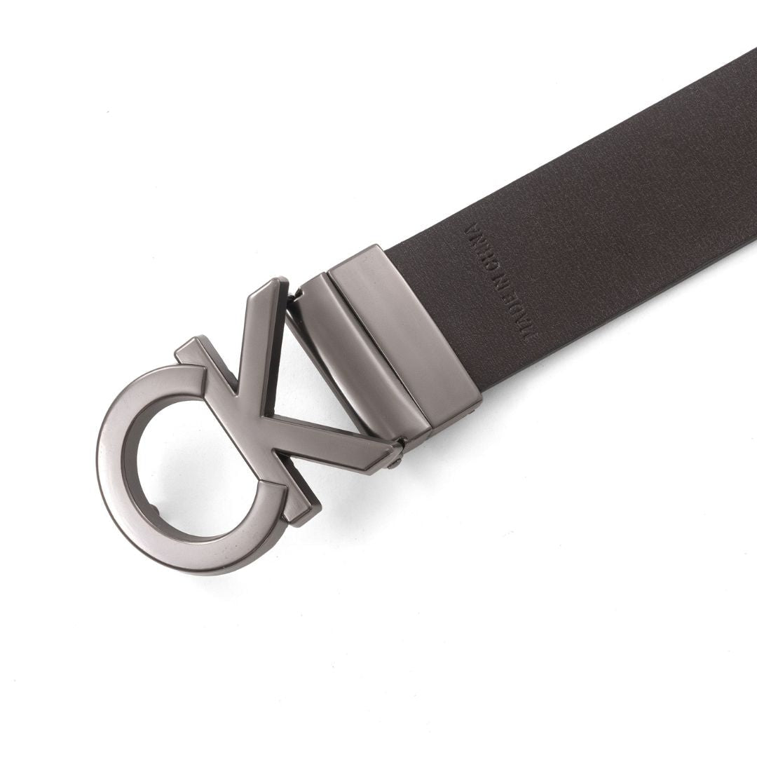Calvin Klein Monogram Logo Reversible Leather Belt – Black/Brown - Black/ Brown / OS