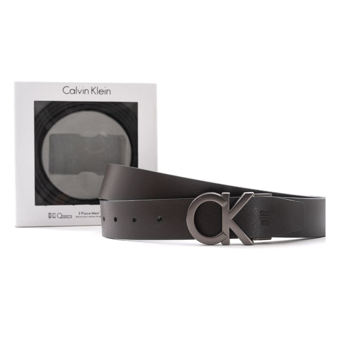 Calvin Klein Monogram Logo Reversible Leather Belt – Black/Brown - Black/ Brown / OS