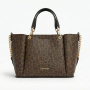 Calvin Klein Monogram North-South Tote Bag - BRN - Brown