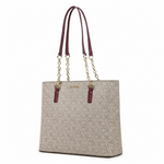 Calvin Klein Monogram Print Tote Bag Shoulder Bag Women - BEG - Beige