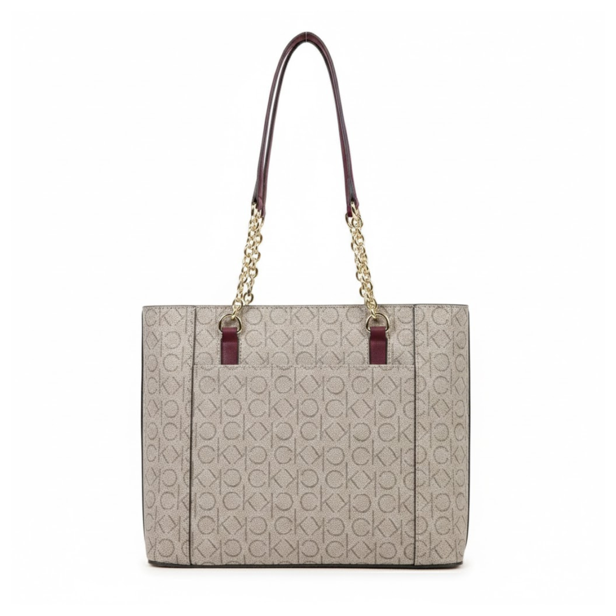 Calvin Klein Monogram Print Tote Bag Shoulder Bag Women - BEG - Beige