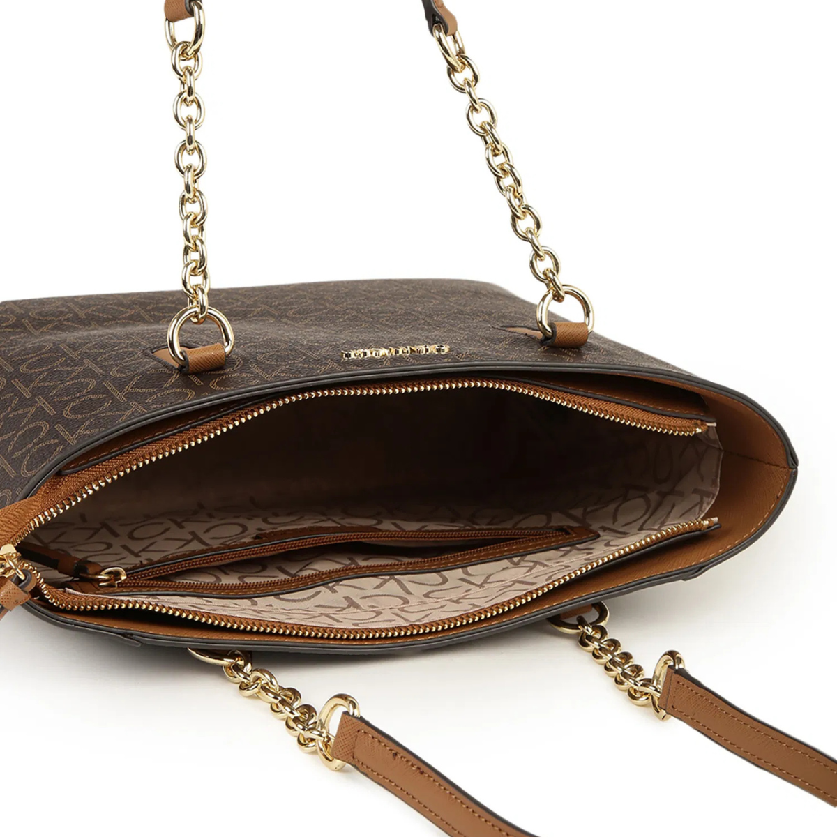 Calvin Klein Monogram Print Tote Bag Shoulder Bag Women - BRN - Brown