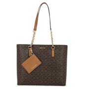 Calvin Klein Monogram Print Tote Bag Shoulder Bag Women - BRN - Brown