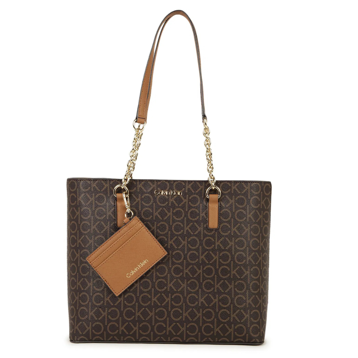 Calvin Klein Monogram Print Tote Bag Shoulder Bag Women - BRN - Brown