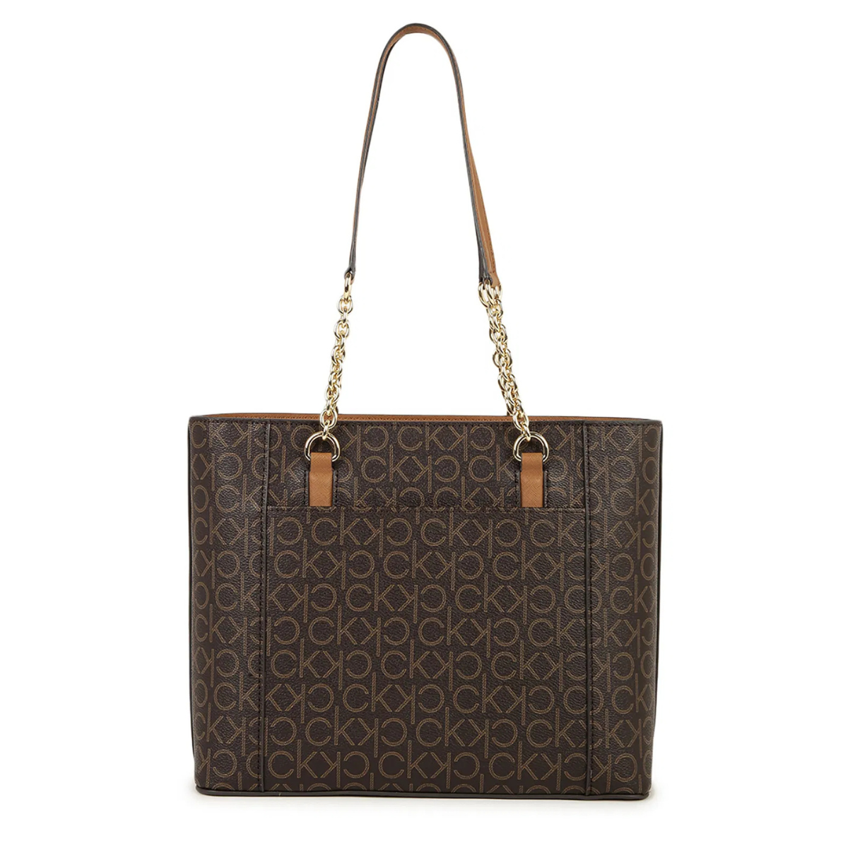 Calvin Klein Monogram Print Tote Bag Shoulder Bag Women - BRN - Brown