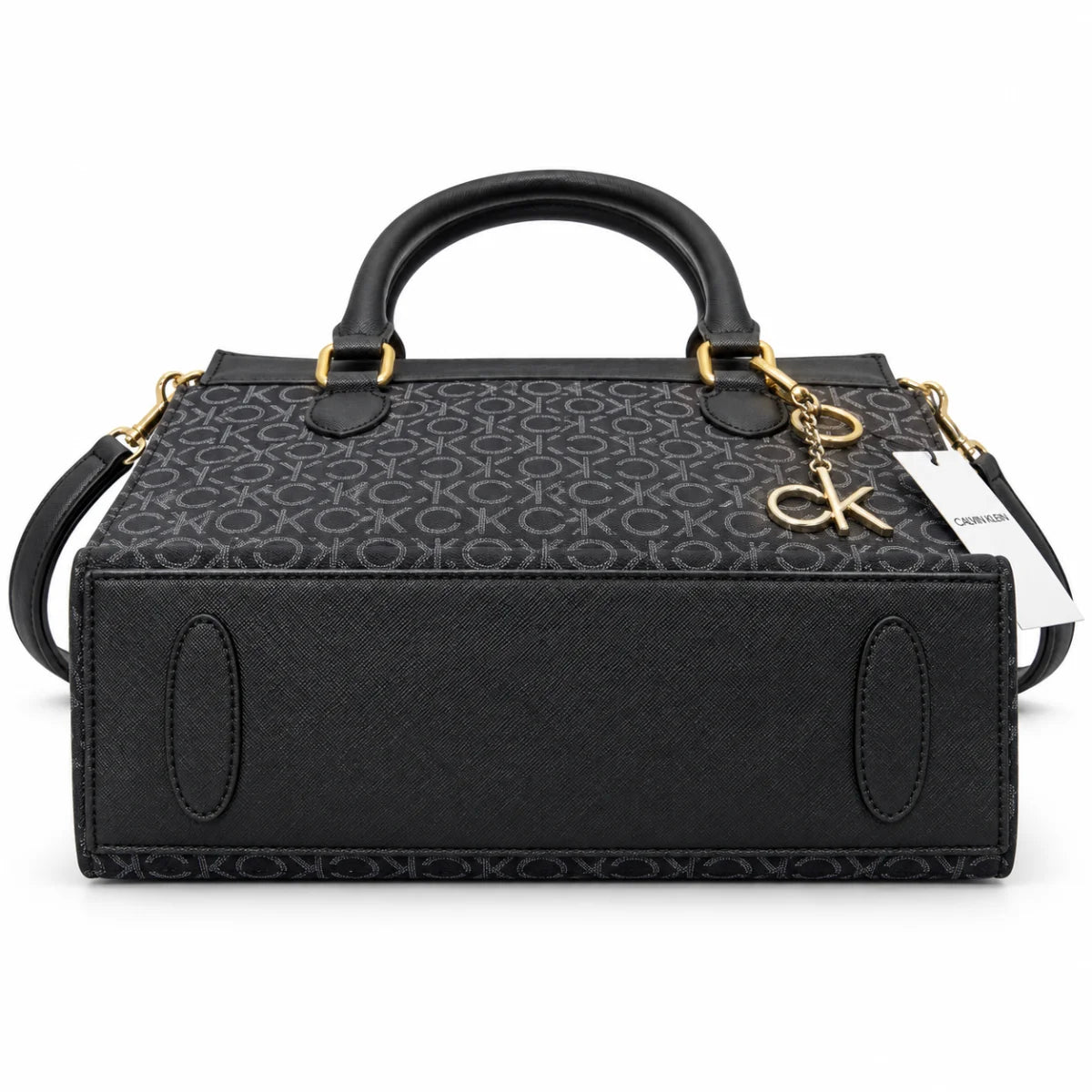 Calvin Klein Monogram Satchel Handbag Bag Women - BLK - Black