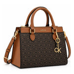 Calvin Klein Monogram Satchel Handbag Bag Women - OBRN - Open brown