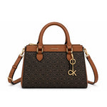 Calvin Klein Monogram Satchel Handbag Bag Women - OBRN - Open brown