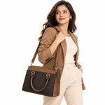 Calvin Klein Monogram Satchel Handbag Bag Women - OBRN - Other brown