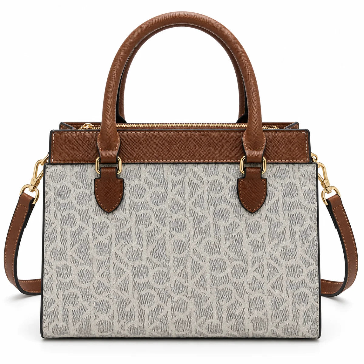 Calvin Klein Monogram Satchel Handbag Bag Women - OFFWHT - Off White