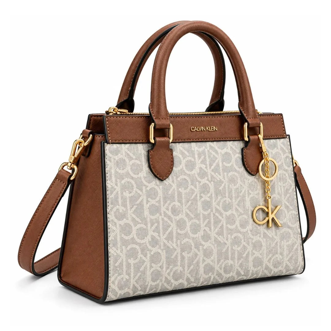 Calvin Klein Monogram Satchel Handbag Bag Women - OFFWHT - Off White