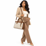 Calvin Klein Monogram Satchel Handbag Bag Women - OFFWHT - Off White