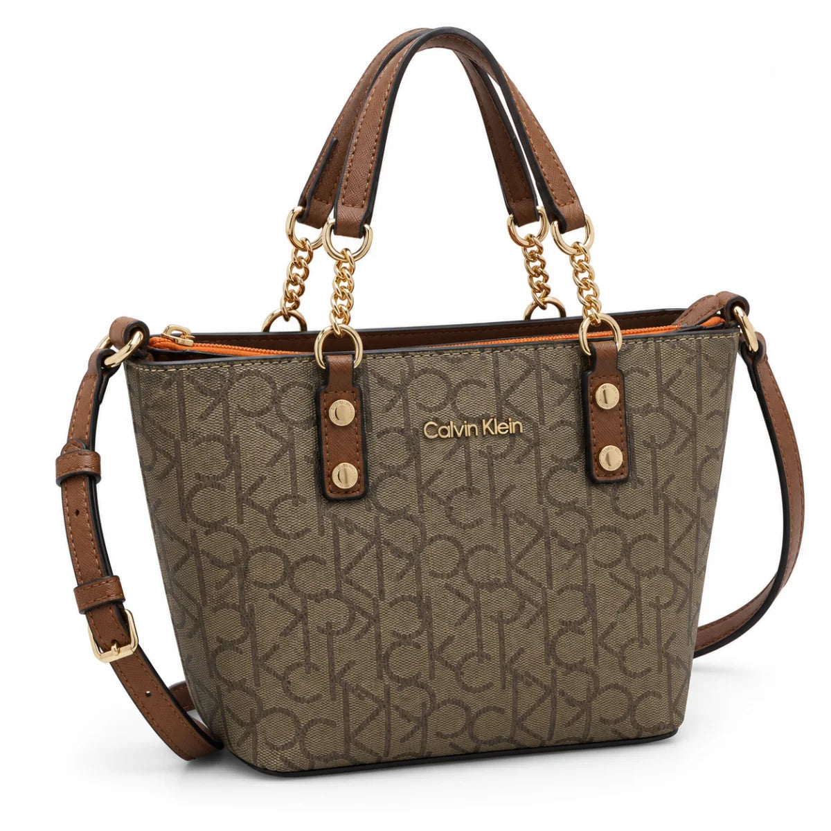 Calvin Klein Monogram Satchel Handbag Bag Women - Other brown