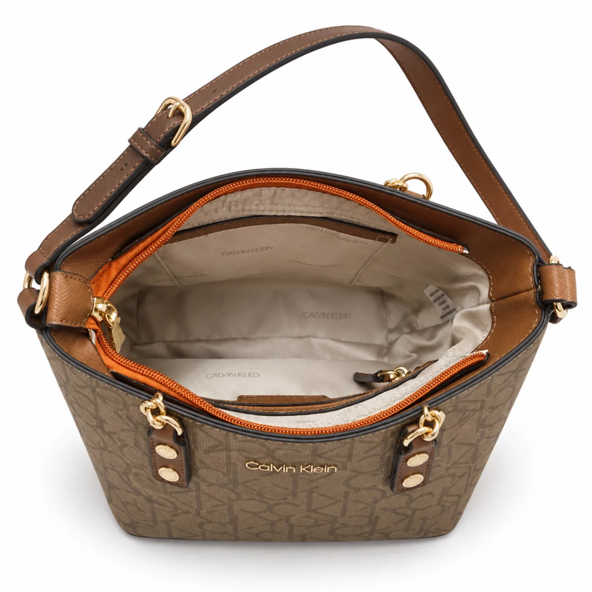 Calvin Klein Monogram Satchel Handbag Bag Women - Other brown