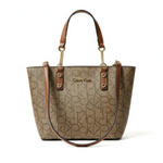 Calvin Klein Monogram Tote Bag Small Handbag Women - BEGBRN - Beige-Brown
