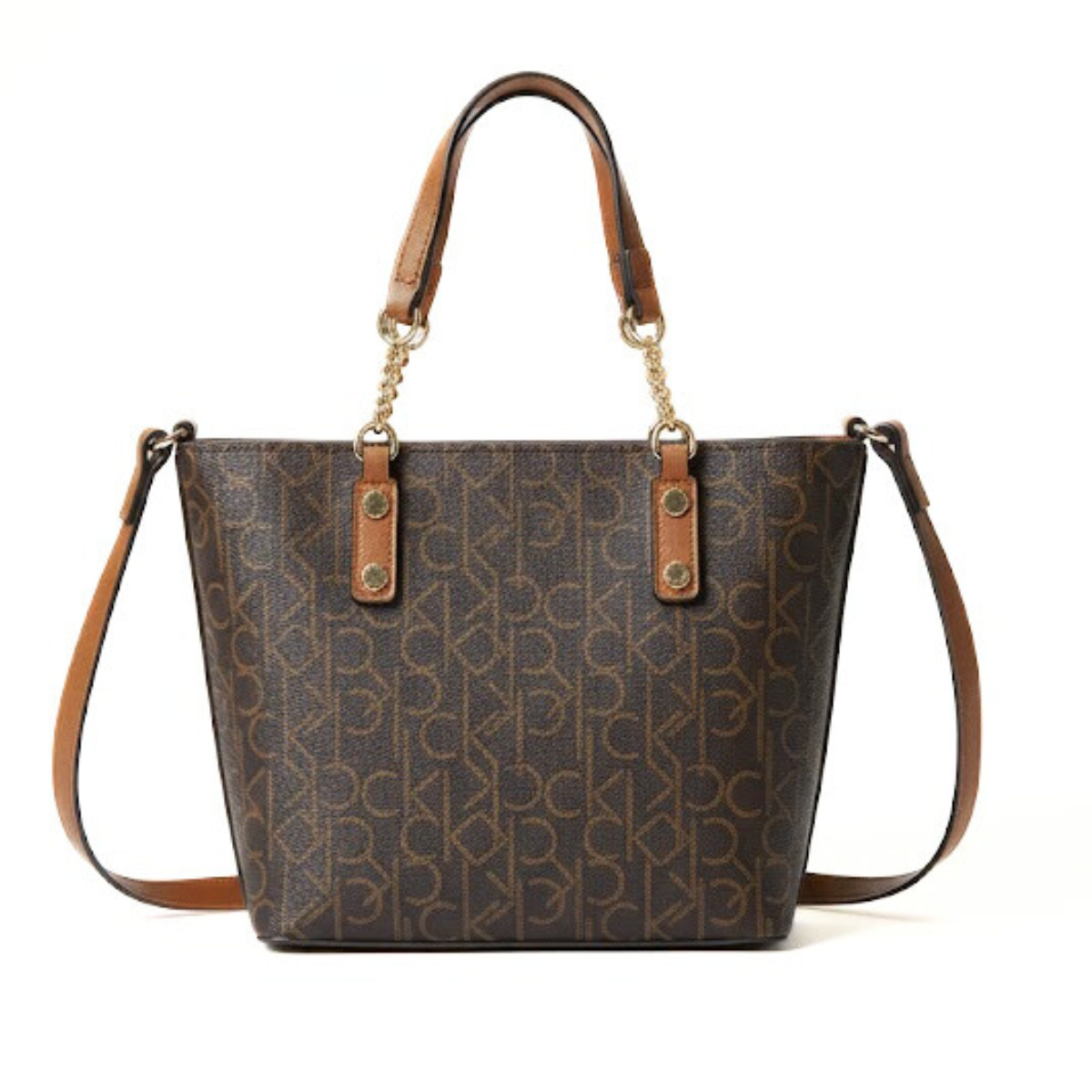 Calvin Klein Monogram Tote Bag Small Handbag Women - BRN - Brown