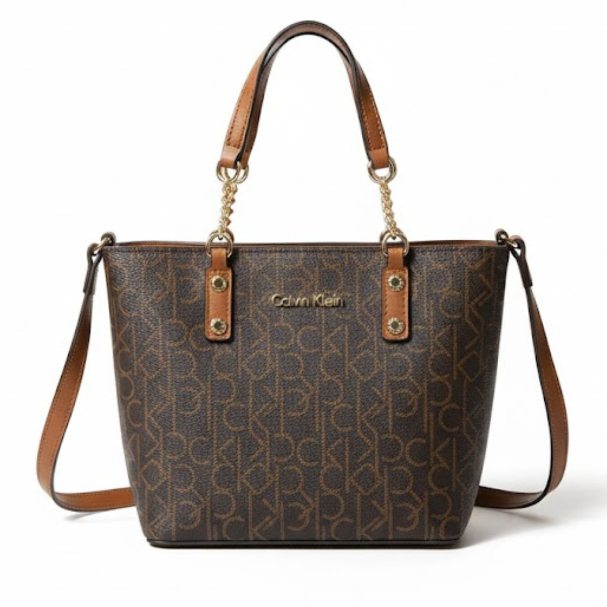 Calvin Klein Monogram Tote Bag Small Handbag Women - BRN - Brown