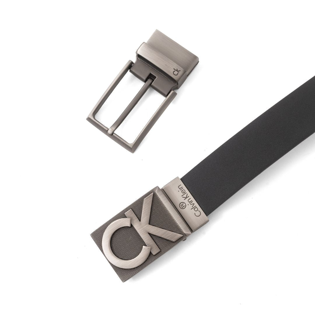 Calvin Klein Reversible Leather Belt with Two Buckles – Black/Brown