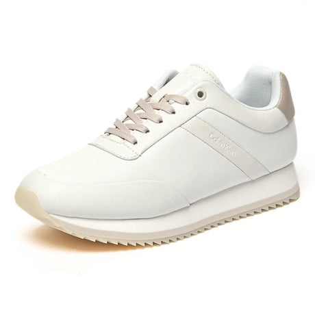 Calvin Klein Runner Lace Up Leather Mix Women Trainer - WHT