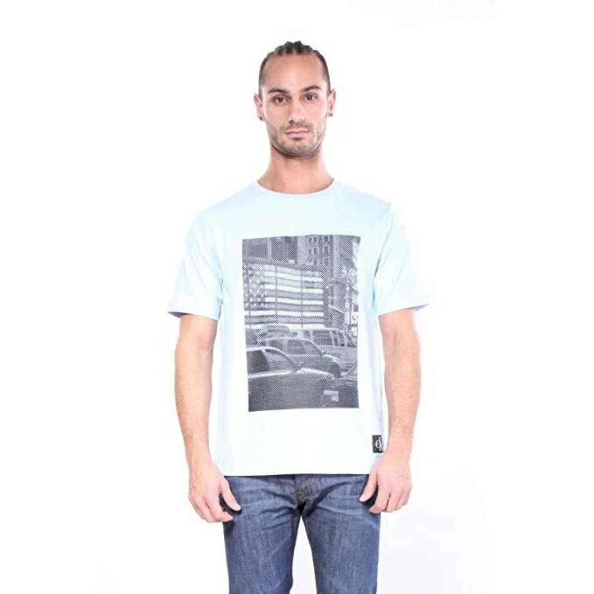 Calvin Klein Short Sleeve Hd Squared Ck Logo Crew T-Shirt - White / XS