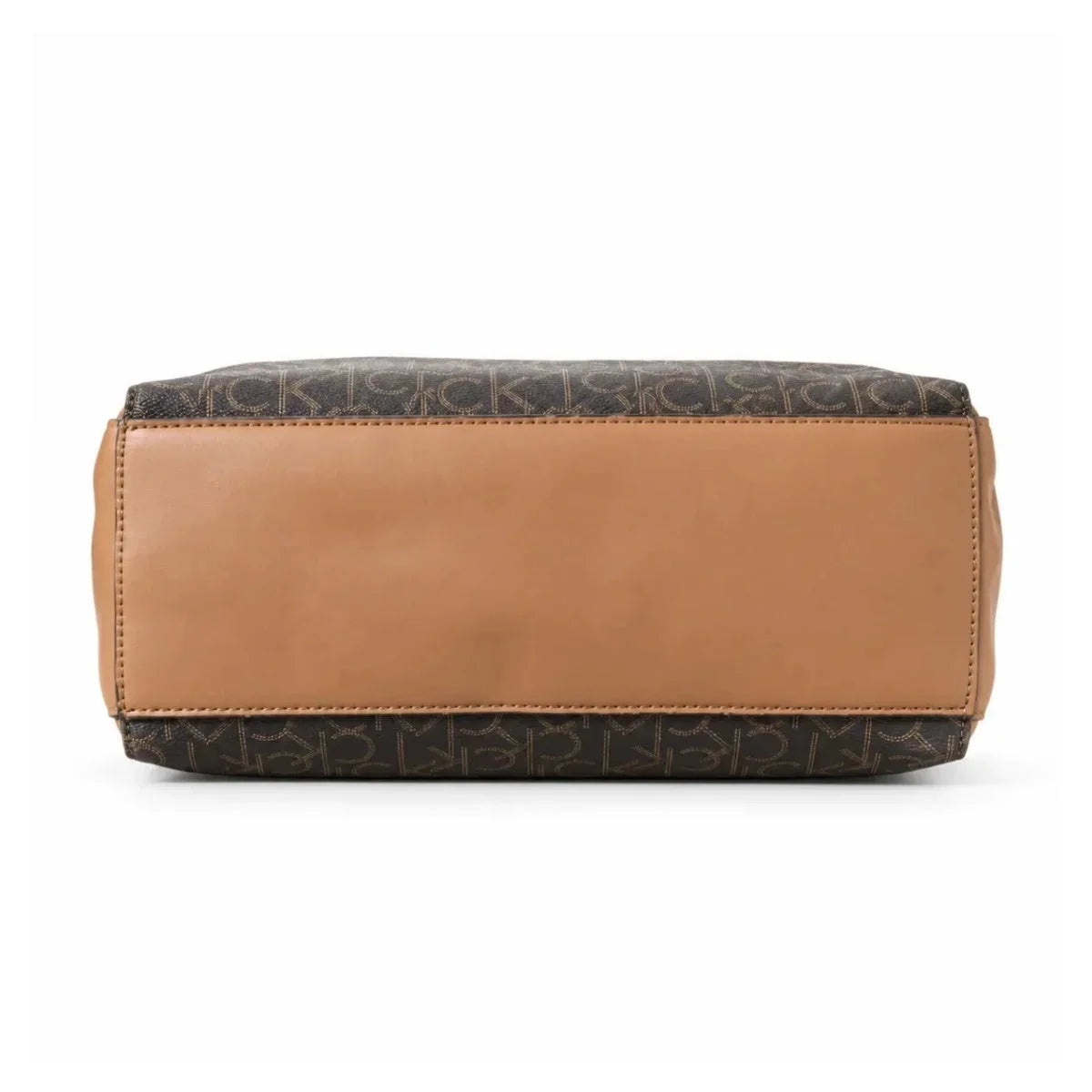 Calvin Klein Signature Monogram Satchel Bag- DBR - Dark Brown
