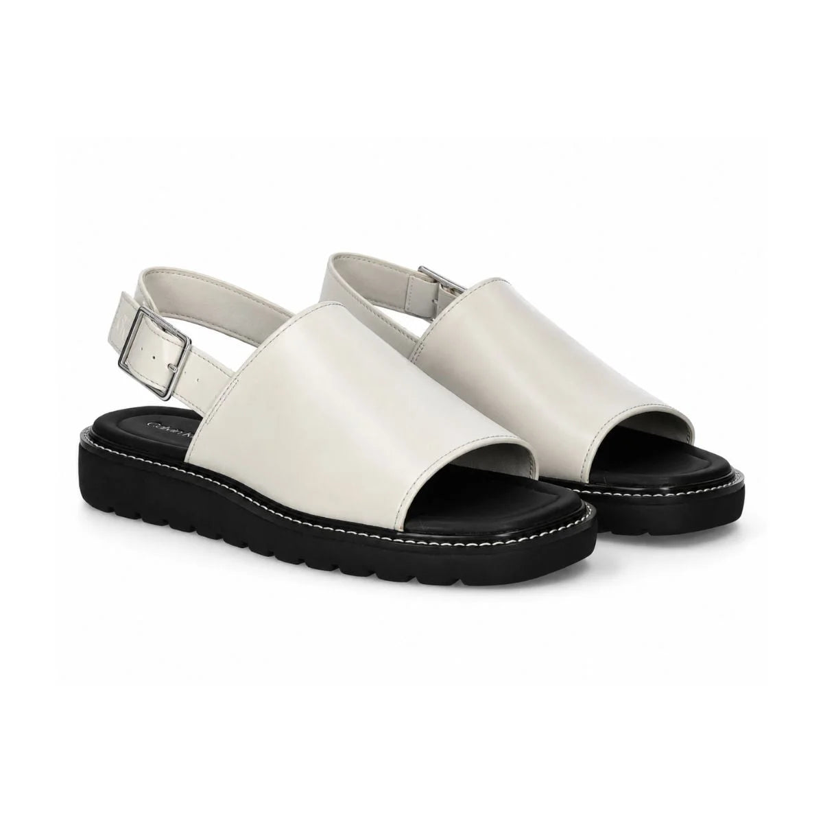 Calvin Klein SQ MOLDED SLING MG LTH SANDAL Women - BEG - Black / 36