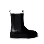Calvin Klein Stacked Heel Leather Boots Women - BLK