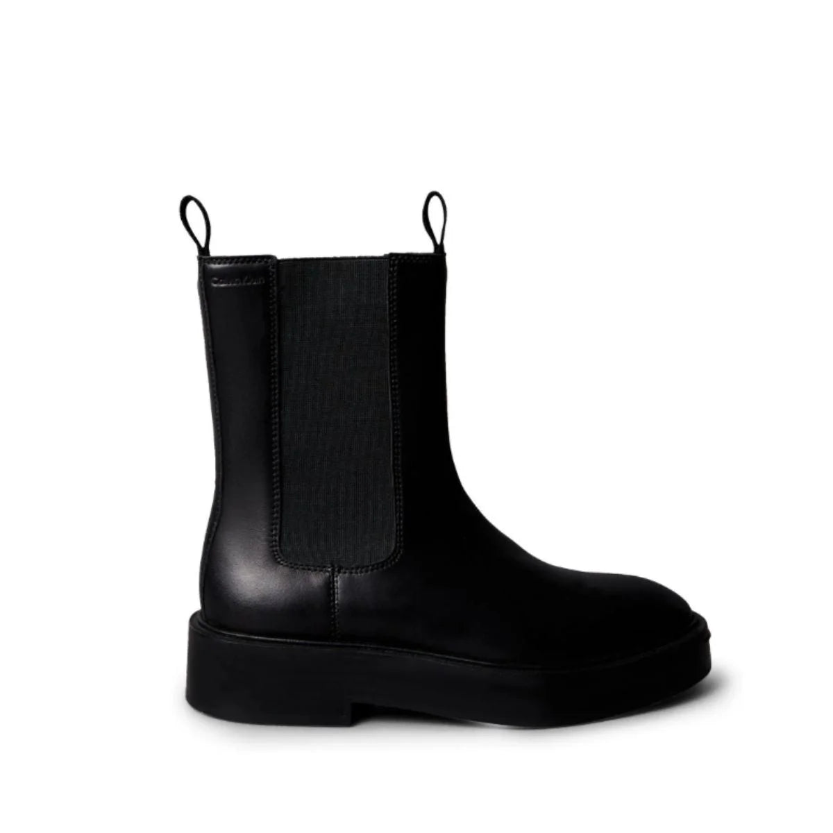 Calvin Klein Stacked Heel Leather Boots Women - BLK