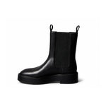 Calvin Klein Stacked Heel Leather Boots Women - BLK
