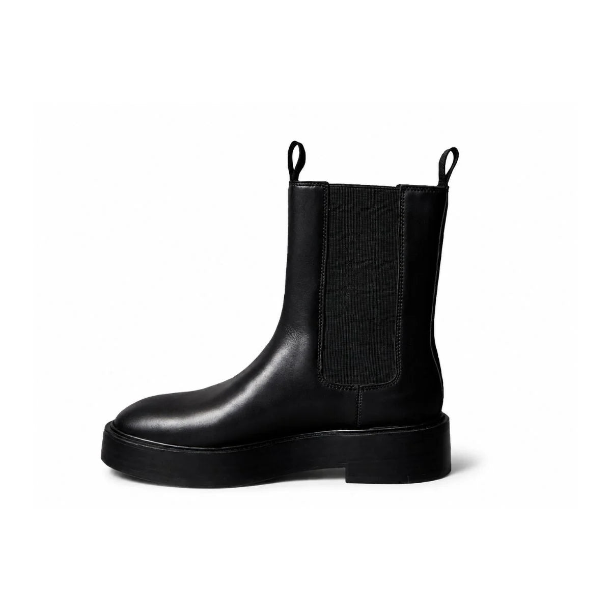 Calvin Klein Stacked Heel Leather Boots Women - BLK