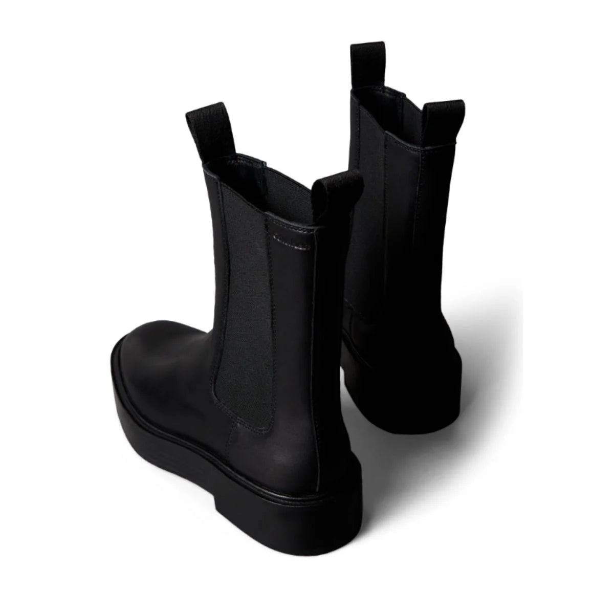 Calvin Klein Stacked Heel Leather Boots Women - BLK
