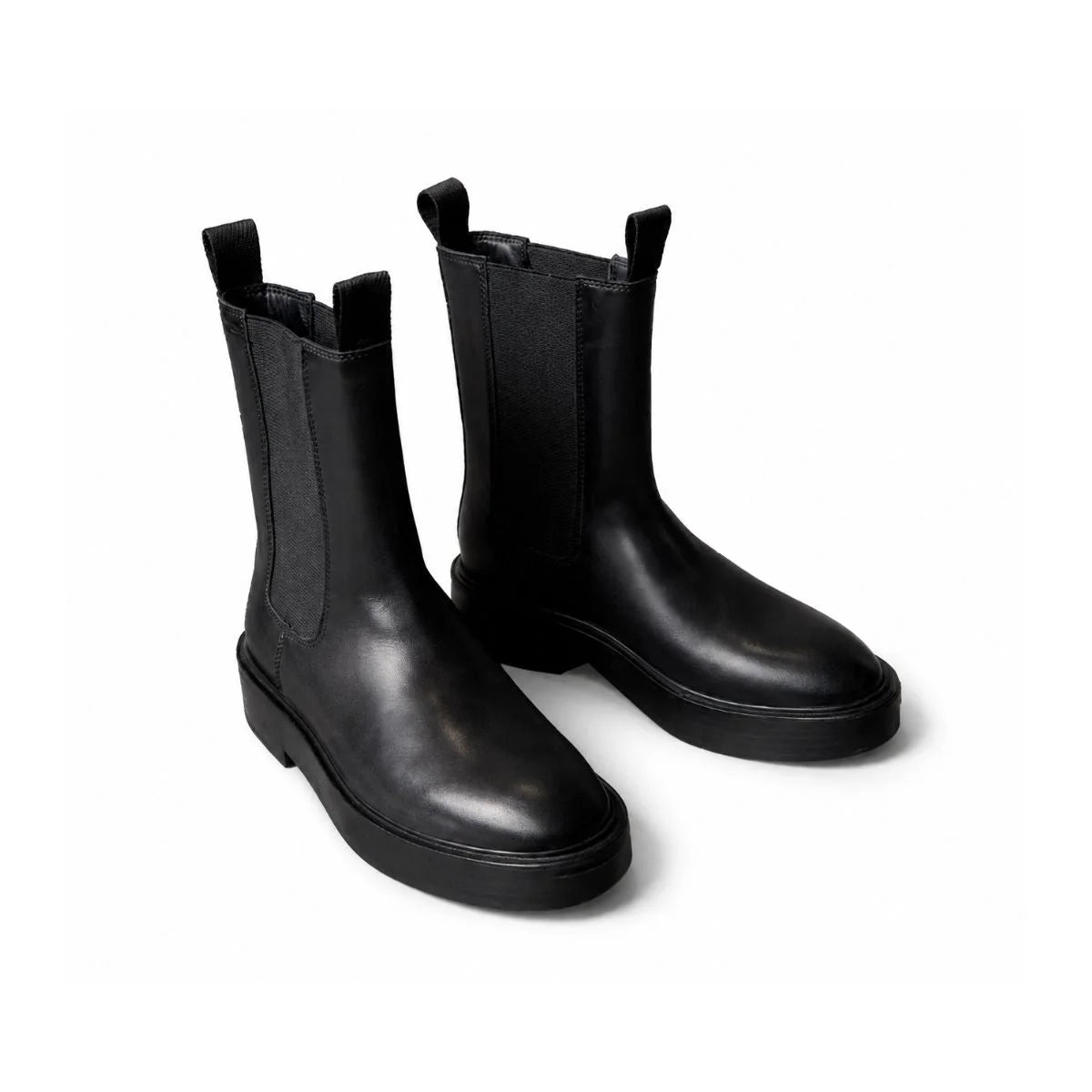Calvin Klein Stacked Heel Leather Boots Women - BLK