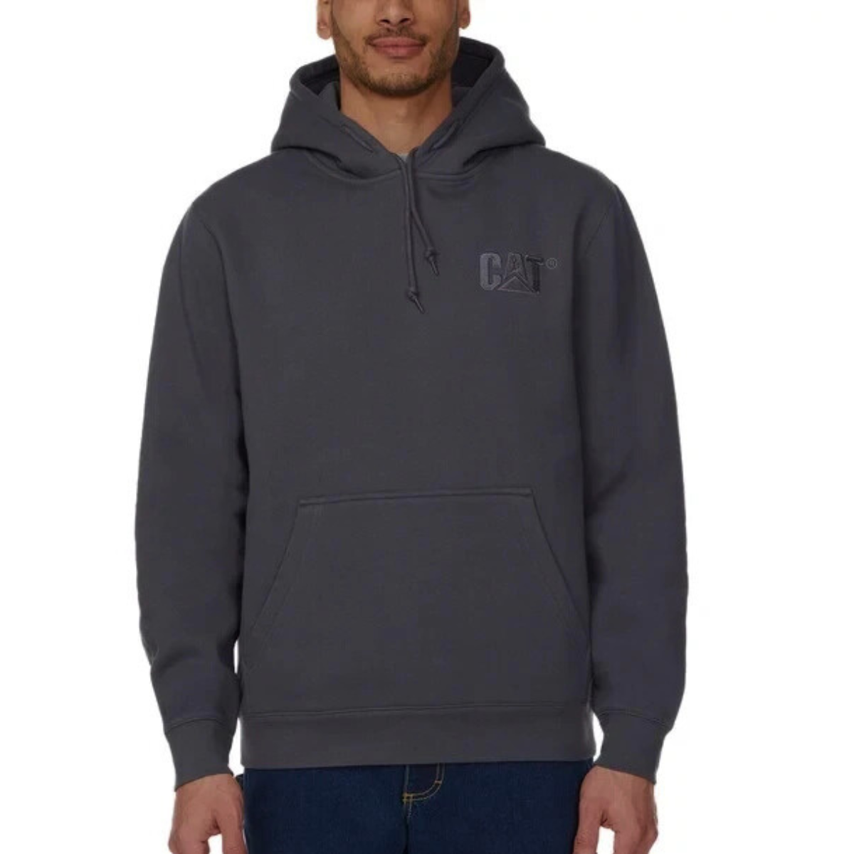 Caterpillar CAT Trademark Hoodies with Embroidered Front Logo Men - Grey / S