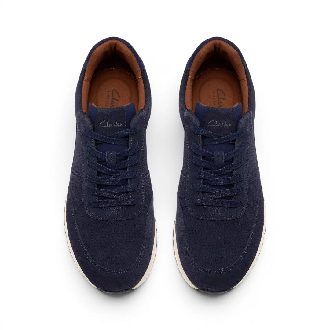 Clarks Radwell Tie Lace-Up Suede Sneaker Men - NVY