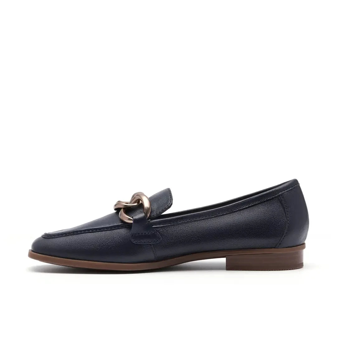 Clarks Sarafyna Iris Navy Leather Loafers,Slip Ons - BIU
