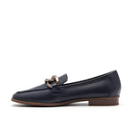 Clarks Sarafyna Iris Navy Leather Loafers,Slip Ons - BIU